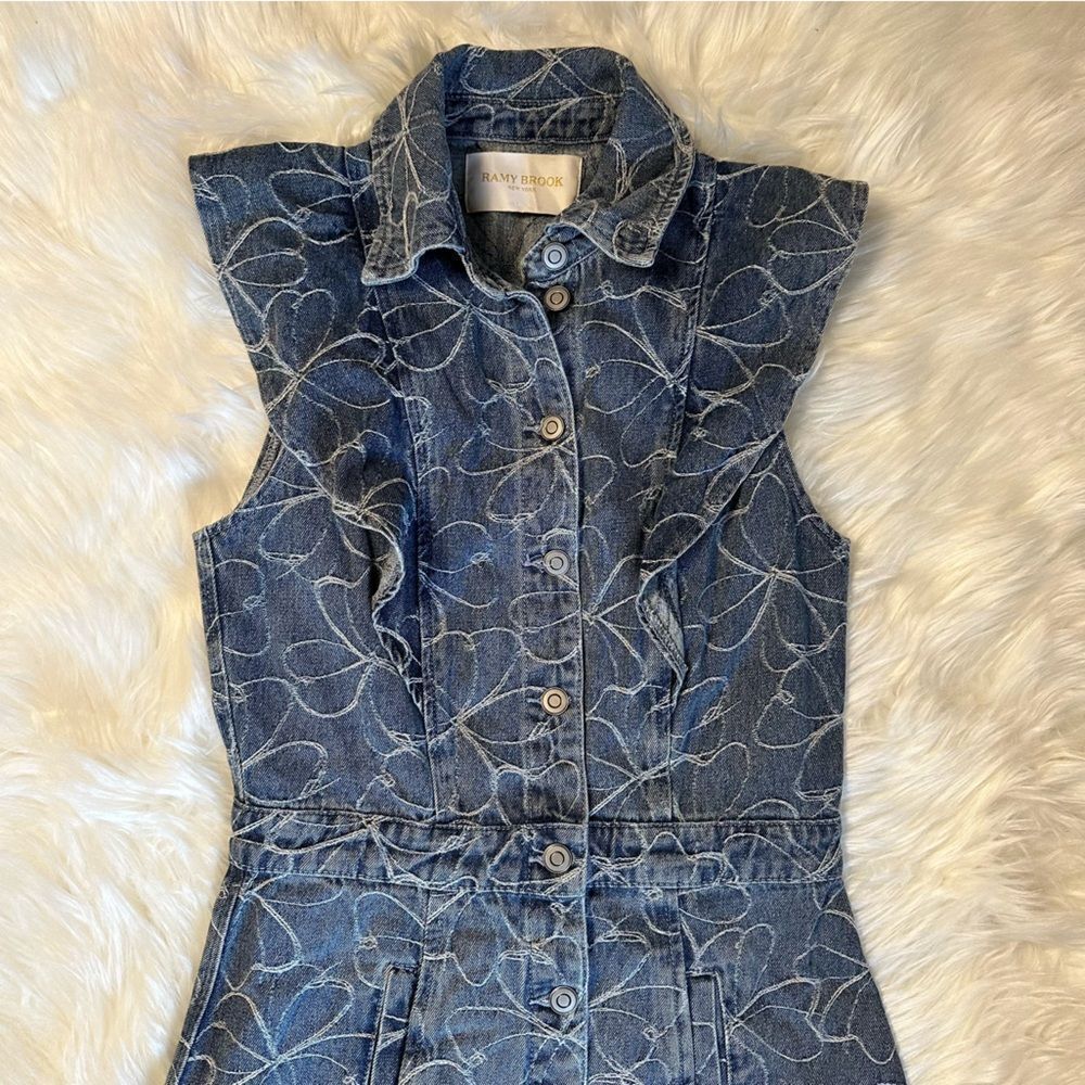 Ramy Brook Marlowe Floral-Embroidered Denim Mini Dress - Picture 13 of 14